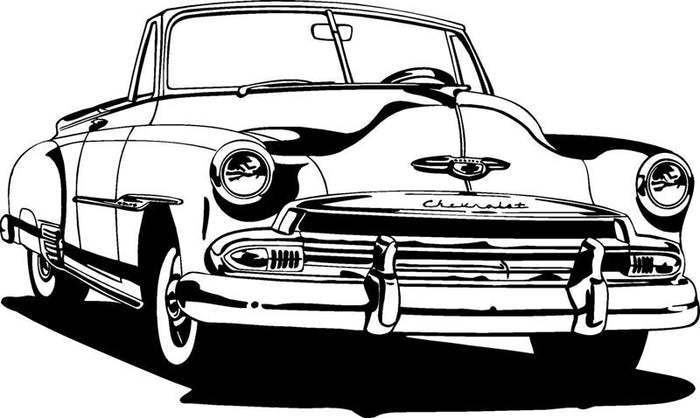 1951 Buick Convertible Wall Decal - Vintage Muscle Car Auto Vinyl Man Cave Garage