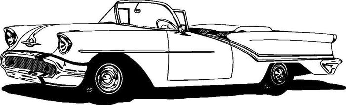 1957 Oldsmobile Convertible Wall Decal - Vintage Muscle Car Auto Vinyl Man Cave Garage