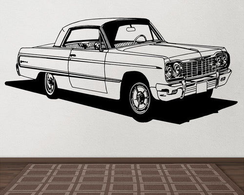 1964 Chevy Impala Wall Decal - Classic Car Auto Stickers Man Cave Boys Room Décor