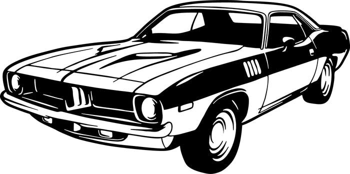 1973 1973 Plymouth Barracuda Wall Decal - Classic Car Auto Stickers Man Cave Boys Room Décor