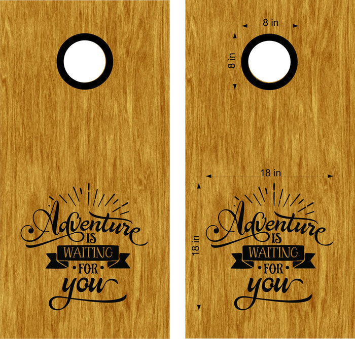 Adventure Camping Cornhole Board Decals - CAMP03 Stickers for Outdoor Fun