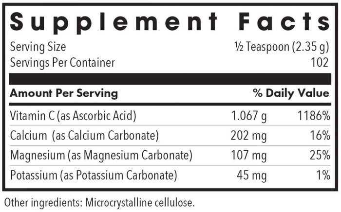 Allergy Research Group Buffered Vitamin C Powder Ingredients