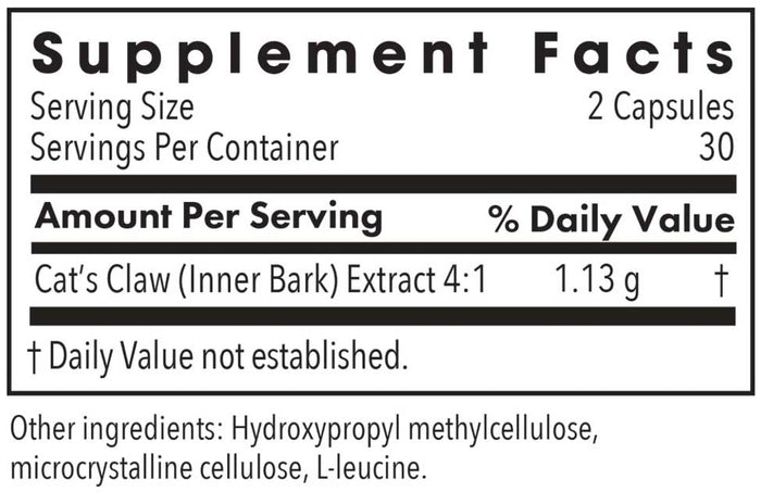 Allergy Research Group Cat's Claw Ingredients