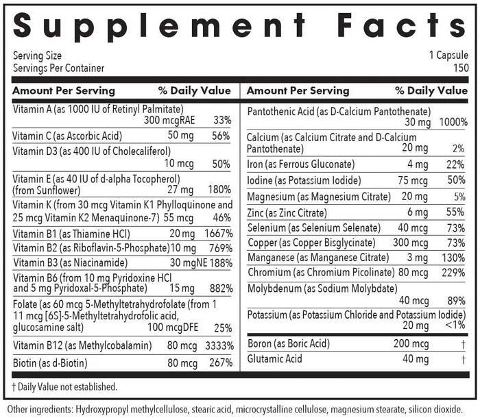 Allergy Research Group Multi-Vi-Min Ingredients