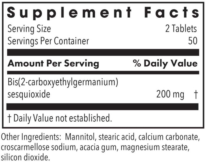 Allergy Research Group Organo-Germanium Ge-132 Ingredients