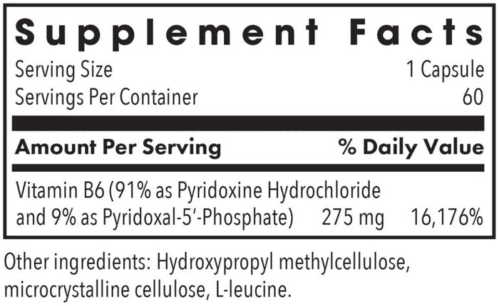 Allergy Research Group Pyridoxine P5P Ingredients
