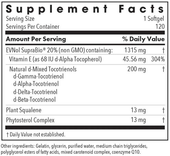 Allergy Research Group Tocomin SupraBio Tocotrienols 200 mg Ingredients