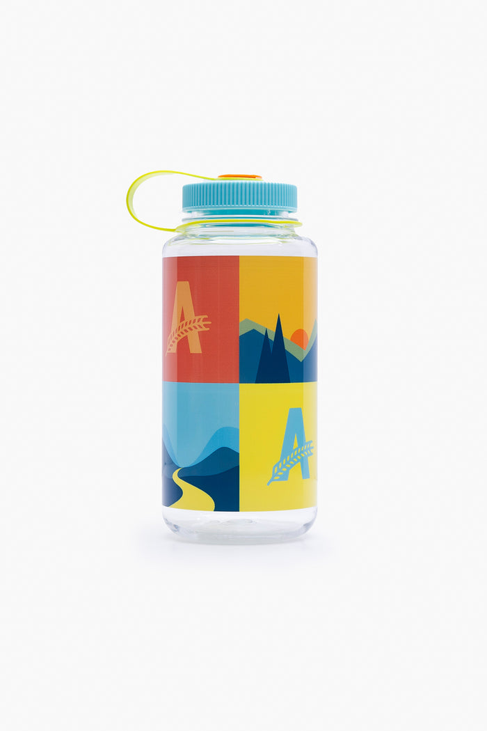 A nalgene 32oz bottle with Athletic brewing flagship landscapes