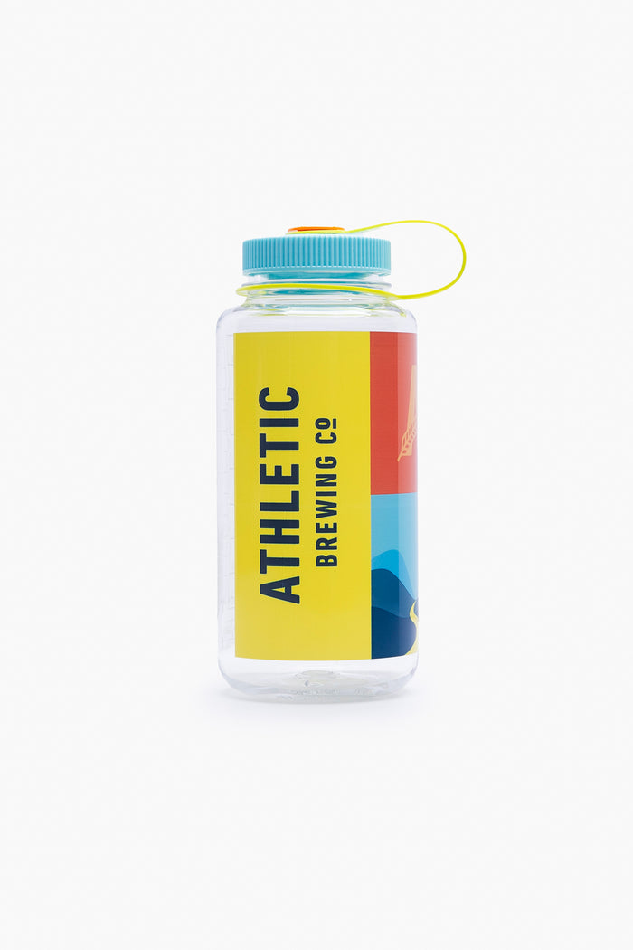 A nalgene 32oz bottle with Athletic brewing flagship landscapes