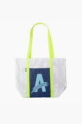 A photo of the Athletic Brewing Co. tote bag, made from grain bags.