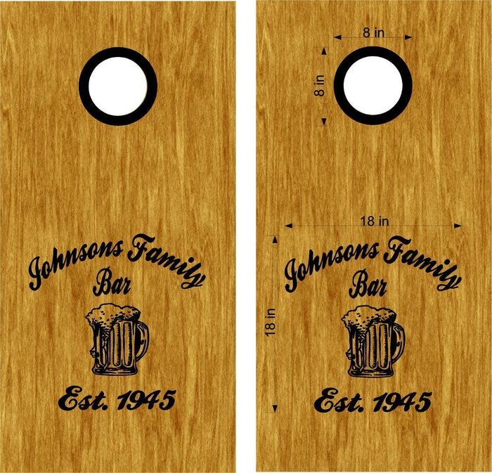 Bar Tavern Pub Family Name Established Date Cornhole Board Vinyl Decal Sticker