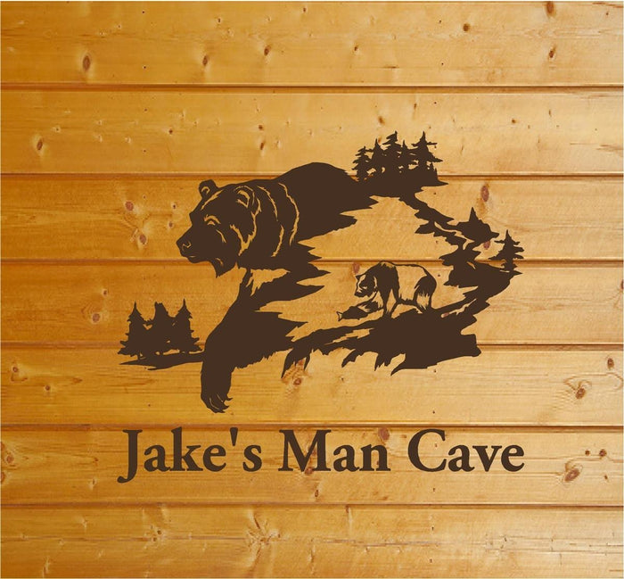 Bear and Cub Wall Decals - Vinyl Stickers for Bedroom Nursery or Man Cave Decor Sticker Chef