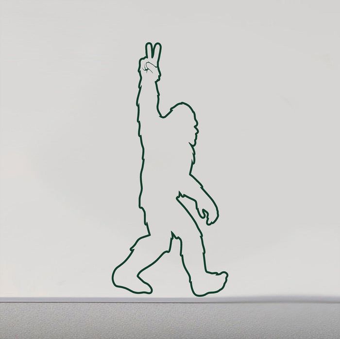 Bigfoot Peace Sign Vinyl Decal - Sasquatch Sticker Multiple Sizes