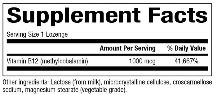 Bioclinic Naturals B12 Methylcobalamin 1000 mcg Ingredients