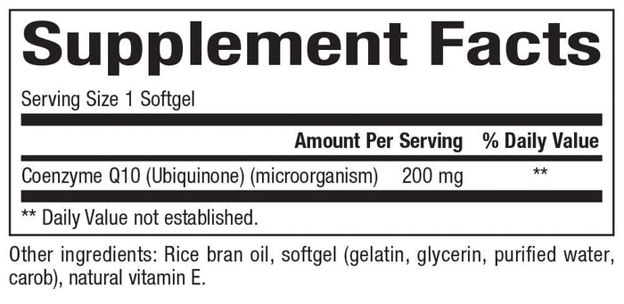 Bioclinic Naturals CoQ10 200mg Ingredients