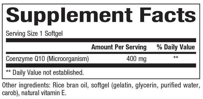 Bioclinic Naturals CoQ10 400mg Ingredients