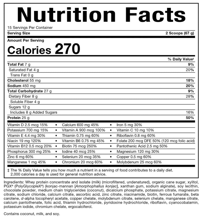 Bioclinic Naturals PGX Weight Loss Meal Replacement Ingredients