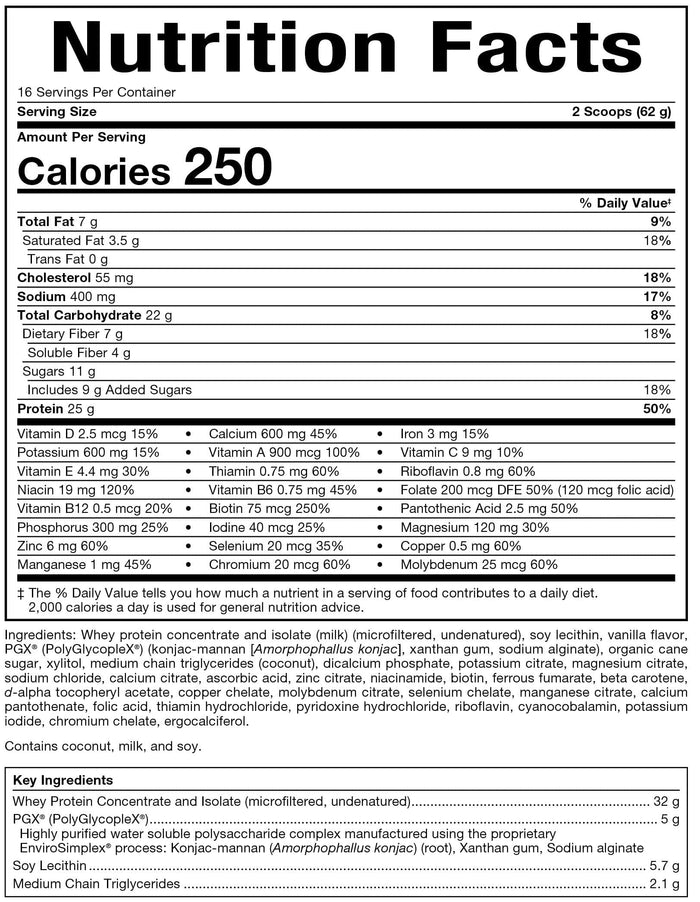 Bioclinic Naturals PGX Weight Loss Meal Replacement Ingredients