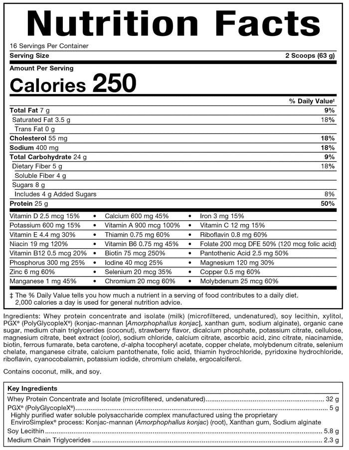 Bioclinic Naturals PGX Weight Loss Meal Replacement Ingredients