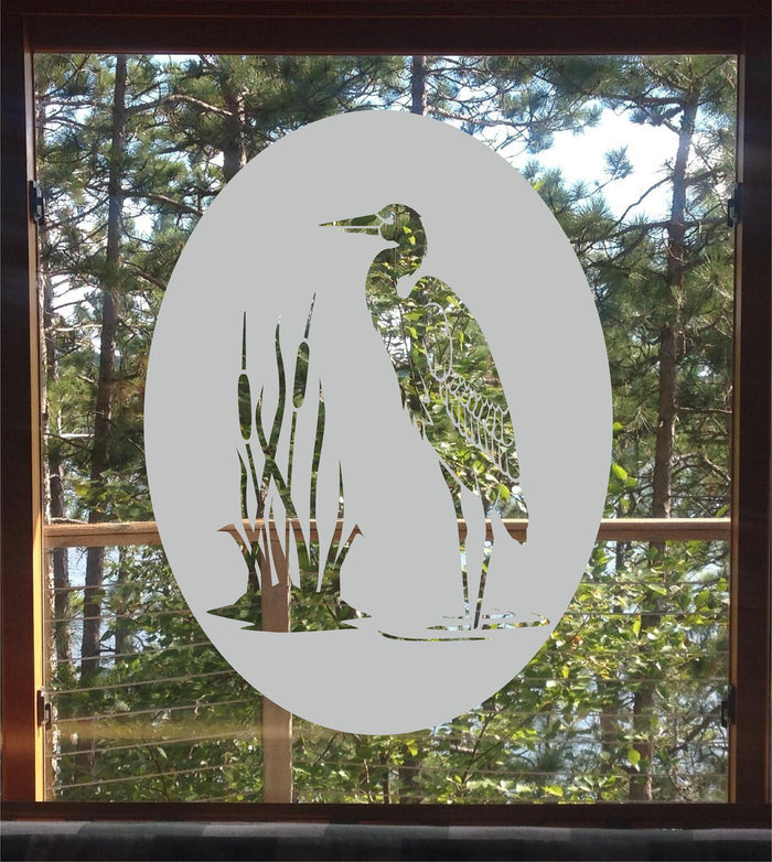 Bird Nature Frosted Privacy Film - Etched Glass Decal Shower Door Bathroom Office Window