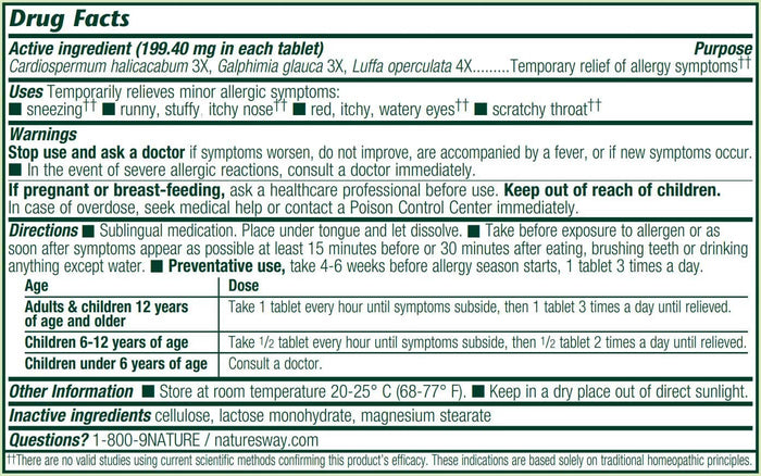 Boericke & Tafel Allergiemittel AllerAide Ingredients