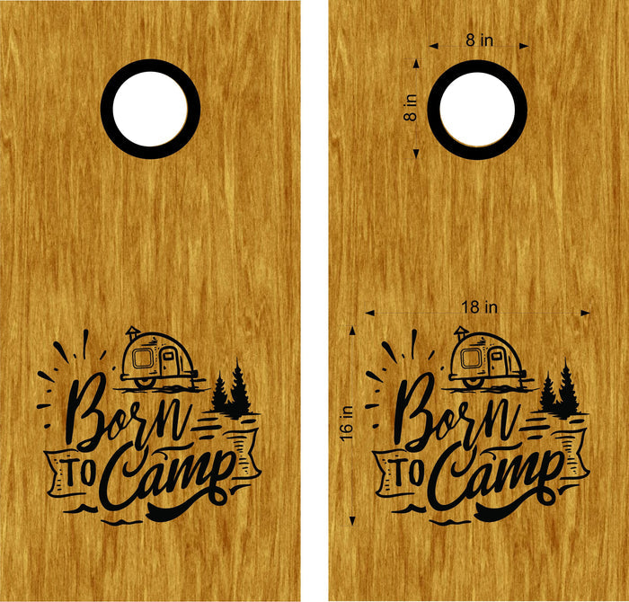 Born to Camp Cornhole Board Decals - Camping Themed Stickers for Outdoor Fun - CAMP04