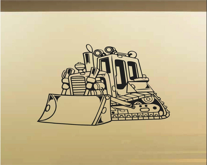 Bull Dozer Car Wall Decal - Auto Wall Mural - Vinyl Stickers - Boys Room Decor Sticker Chef