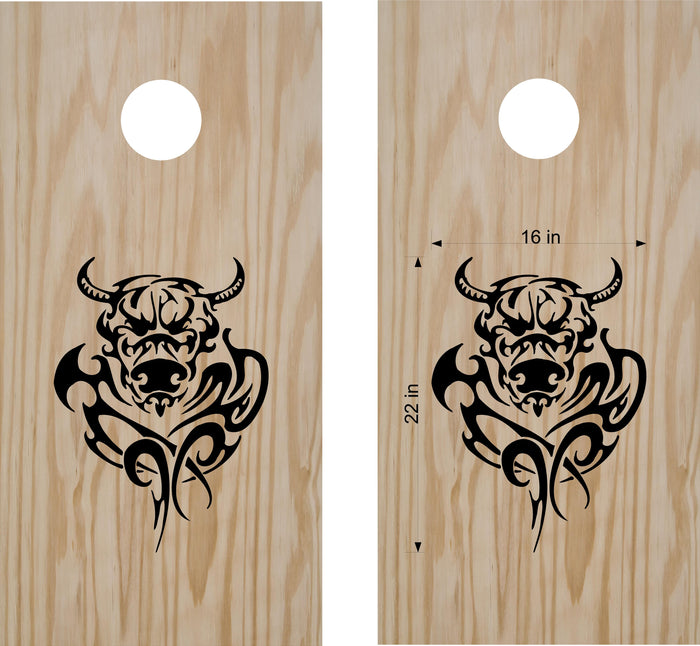 Bull Tribal Flames Vinyl Decal Sticker for Cornhole Boards Sticker Chef