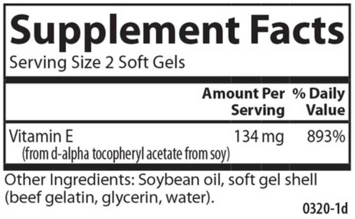 Carlson Labs E-Gems 200 IU (134 mg) Ingredients