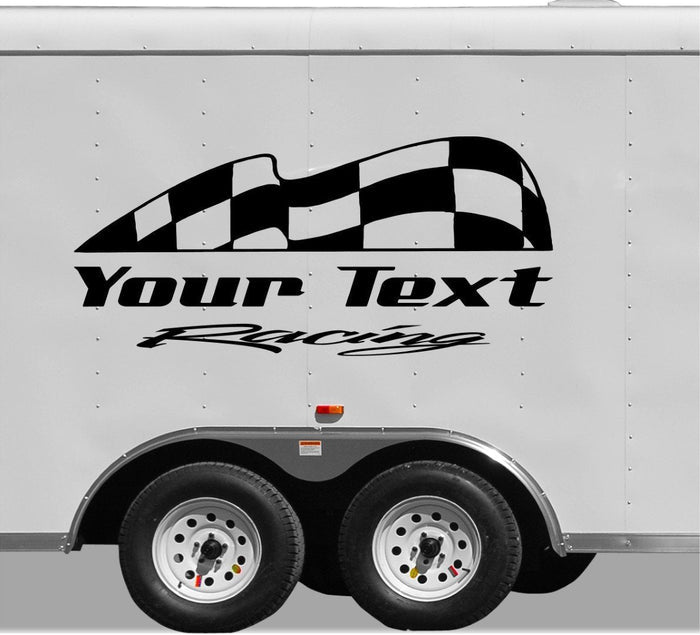 Checkered Flag Racing Team Name Trailer Decal Vinyl Decal Custom Text Trailer Sticker YT01 Sticker Chef