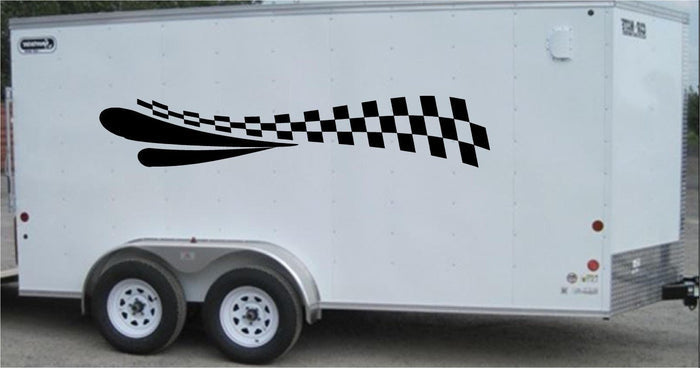 Checkered Racing Stripe Trailer Decal - Premium Vinyl Car Sticker - CF011 Sticker Chef