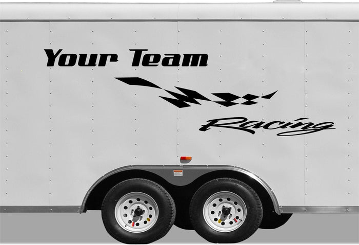 Checkered Racing Stripe Trailer Decal Vinyl Decal Custom Text Trailer Sticker CF108 Sticker Chef