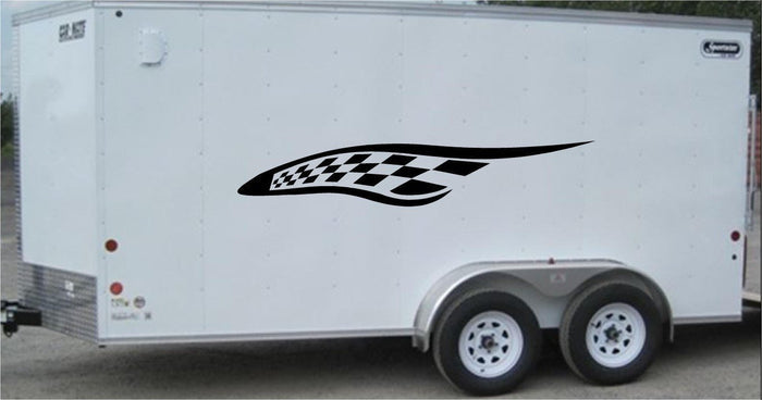 Checkered Racing Stripe Vinyl Decal for Trailers and Cars - CF003 Sticker Chef