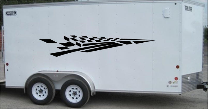 Checkered Racing Stripe Vinyl Decal for Trailers and Cars - CF005 Sticker Chef