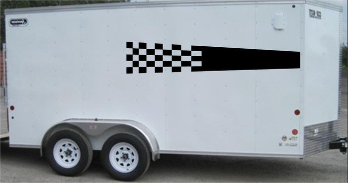 Checkered Racing Stripe Vinyl Decal for Trailers and Cars - CF012 Sticker Chef