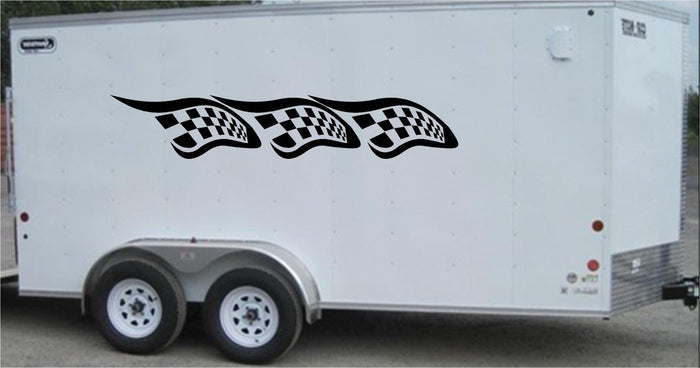 Checkered Racing Stripe Vinyl Decal for Trailers and Cars - CF015 Sticker Chef