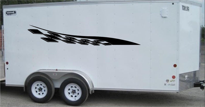 Checkered Racing Stripe Vinyl Decal for Trailers and Cars - CF027 Sticker Chef