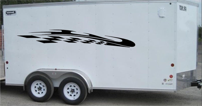 Checkered Racing Stripe Vinyl Decal for Trailers and Cars - CF028 Sticker Chef