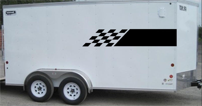 Checkered Racing Stripe Vinyl Trailer Decal - Car  Trailer Sticker CF004 Sticker Chef