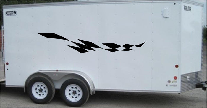 Checkered Racing Stripe Vinyl Trailer Decal - Car  Trailer Sticker CF008 Sticker Chef