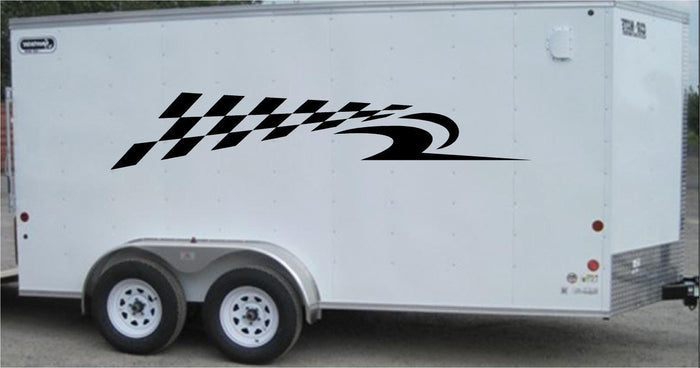 Checkered Racing Stripe Vinyl Trailer Decal - Stylish Car and Trailer Sticker - CF014 Sticker Chef