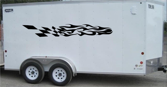 Checkered Racing Stripe Vinyl Trailer Decal - Stylish Car and Trailer Sticker - CF026 Sticker Chef