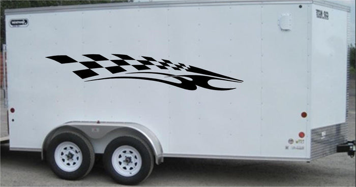 Checkered Racing Stripe Vinyl Trailer Decal - Stylish Car Sticker - CF020 Sticker Chef