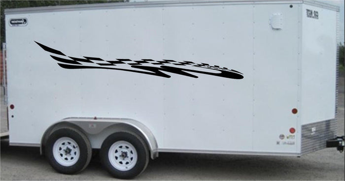 Checkered Racing Stripe Vinyl Trailer Decal - Stylish Car  Trailer Sticker - CF022 Sticker Chef