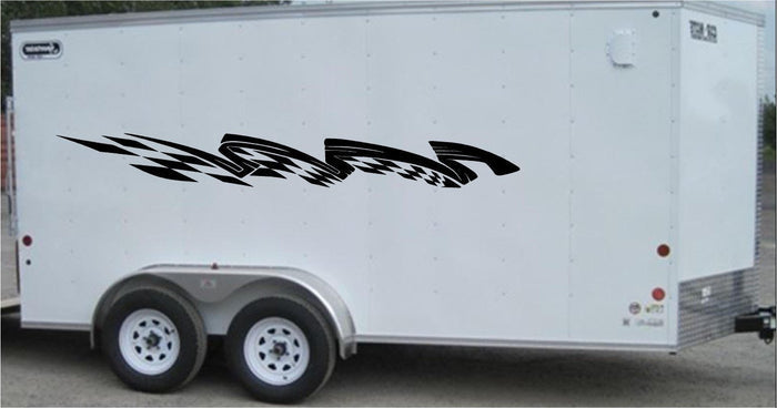 Checkered Racing Stripe Vinyl Trailer Decal - Stylish Car  Trailer Sticker - CF029 Sticker Chef