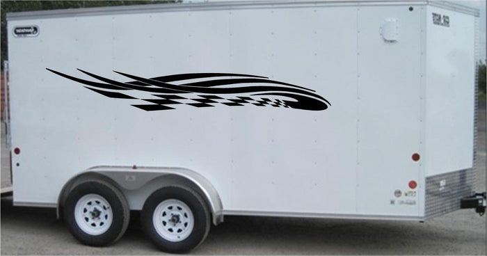 Checkered Racing Stripe Vinyl Trailer Decal - Stylish Car  Trailer Sticker - CF030 Sticker Chef