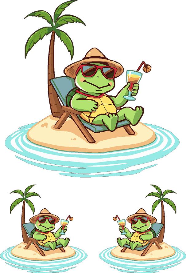 Chill Turtle Island Time StickerChef Decal Set