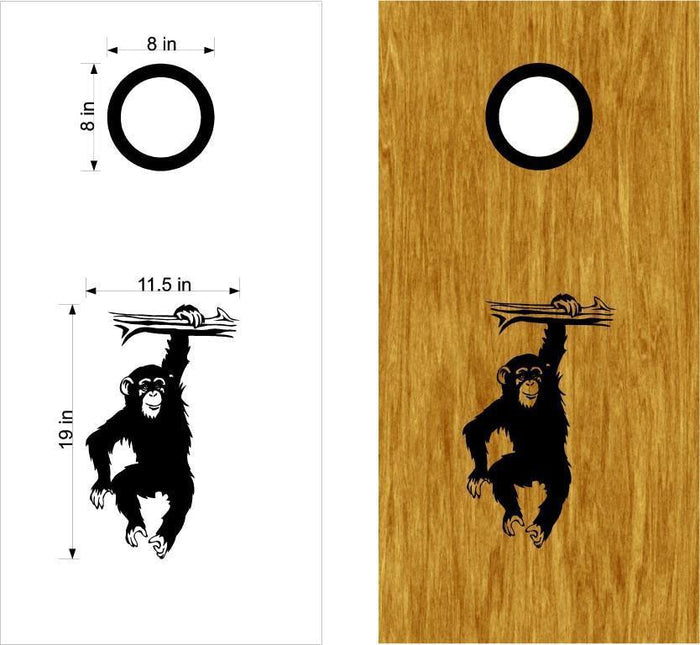 Chimpanzee Vinyl Decal for Cornhole Boards - Fun Monkey Design Sticker Chef