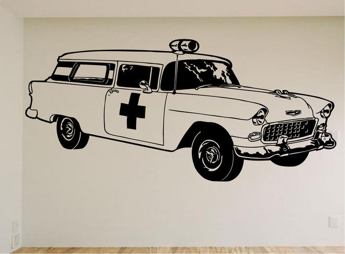 Classic Ambulance Wall Decal - Classic Car Auto Stickers Man Cave Boys Room Décor