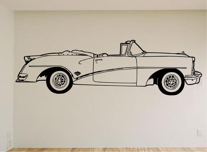 Classic Vintage Sedan Wall Decal - Vintage Muscle Car Auto Vinyl Man Cave Garage